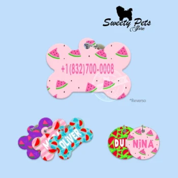Plaquita Identificación para Perro / Gato - Corazones
