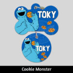 Accesorios para Perro Gato El Salvador – placas identificacion placa para perro tag id pet id – diseño MONSTRUO COME GALLETAS – Huesito Redonda