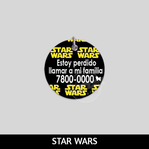Accesorios para Perro Gato El Salvador – placas identificacion placa para perro tag id pet id – diseño STAR WARS – Huesito Redonda