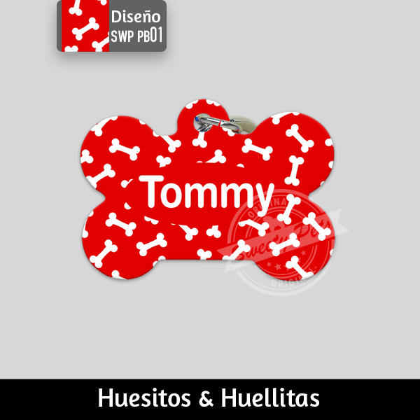 Accesorios para Perro Gato El Salvador – placas identificacion placa para perro tag id pet id – diseño SWP PB01 – Huesito Redonda