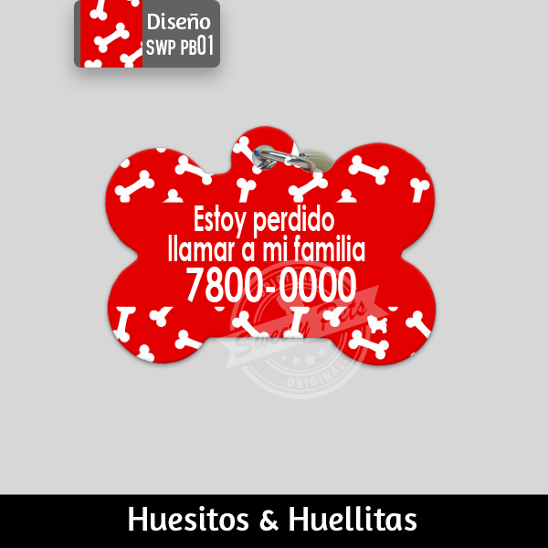 Accesorios para Perro Gato El Salvador – placas identificacion placa para perro tag id pet id – diseño SWP PB01 – Huesito Redonda
