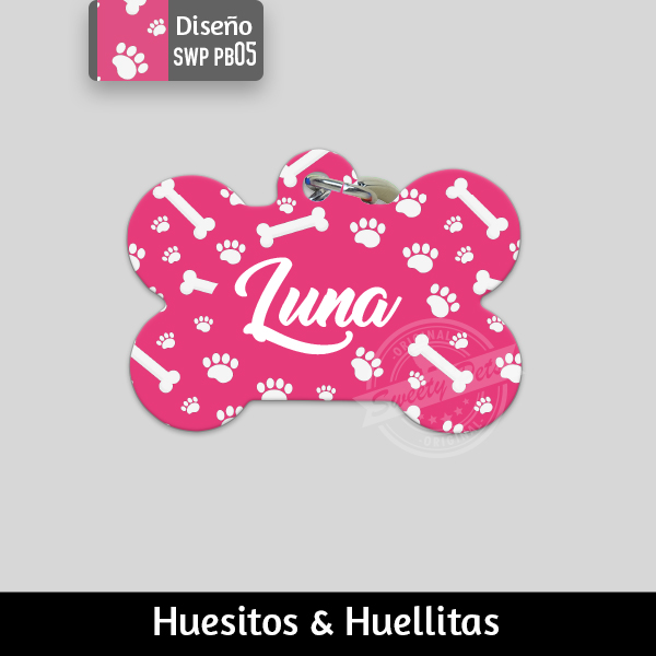 Accesorios para Perro Gato El Salvador – placas identificacion placa para perro tag id pet id – diseño SWP PB05 – Huesito Redonda
