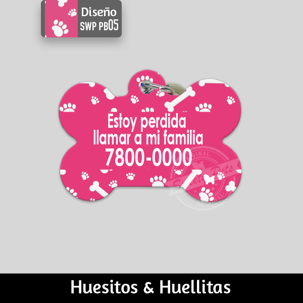 Accesorios para Perro Gato El Salvador – placas identificacion placa para perro tag id pet id – diseño SWP PB05 – Huesito Redonda