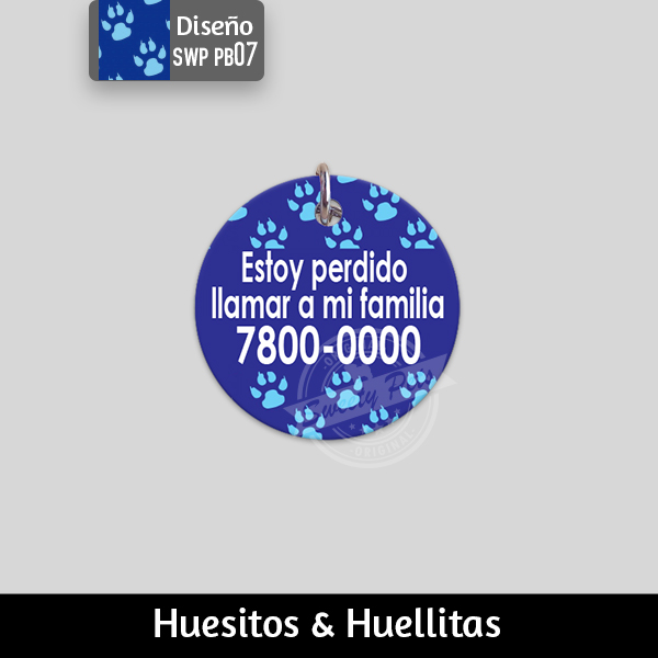 Accesorios para Perro Gato El Salvador – placas identificacion placa para perro tag id pet id – diseño SWP PB07 – Huesito Redonda