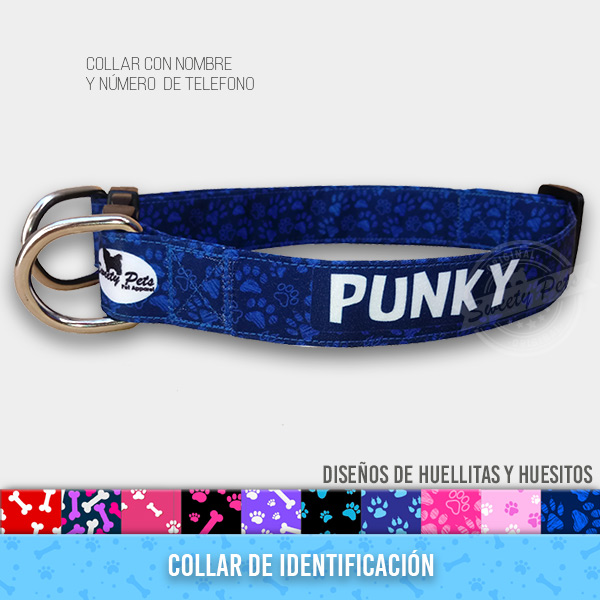 Collar id identificacion para perro- diseños de huellitas y huesitos – ropa y accesorios para perro el salvador – Sweety Pets