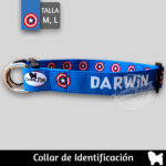 Collar identificacion para perro- capitan america -095 Talla M, L – ropa y accesorios para perro el salvador – Sweety Pets El Salvador