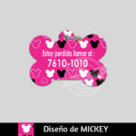Ropa y accesorios para perro el salvador – placas id identificacion – diseño mickey mouse fucsia hueso circulo