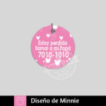 Ropa y accesorios para perro el salvador – placas id identificacion – diseño mickey mouse fucsia hueso circulo