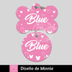 Ropa y accesorios para perro el salvador – placas id identificacion – diseño mickey mouse fucsia hueso circulo