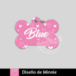 Ropa y accesorios para perro el salvador – placas id identificacion – diseño mickey mouse fucsia hueso circulo