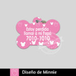 Ropa y accesorios para perro el salvador – placas id identificacion – diseño mickey mouse fucsia hueso circulo