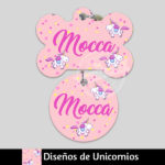 Ropa y accesorios para perro el salvador – placas id identificacion – diseño unicornios hueso circulos