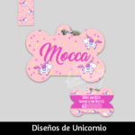 Ropa y accesorios para perro el salvador – placas id identificacion – diseño unicornios hueso circulos