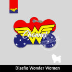 Ropa y accesorios para perro el salvador – placas id identificacion – diseño wonder woman AZUL- Frente