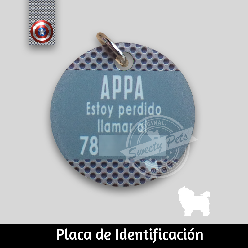 accesorios para perro el salvador – placas id identificacion – diseño capitan america- Frente