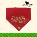 Bandana para perro y gato – fa la la la la -rojo – ropa y accesorios para perro – Sweety Pets El Salvador