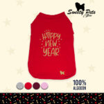 Camisa para perro – happy new year -rojo – ropa y accesorios para perro – Sweety Pets El Salvador