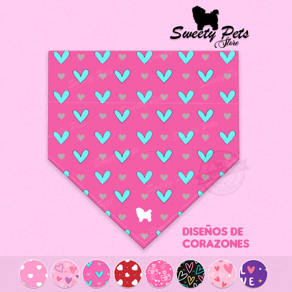 Bandana para perrito o gatitos – CORAZONES– ropa y accesorios para perro el salvador – Sweety Pets