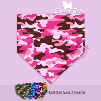 Bandana para perro - camuflaje militar rosa