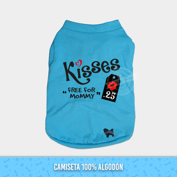 Camisa para perro y gato – camisa de algodon rosada con diseño kisses 25 free for mommy – Ropa y Acceosrios para mascotas – Sweety Pets El Salvador
