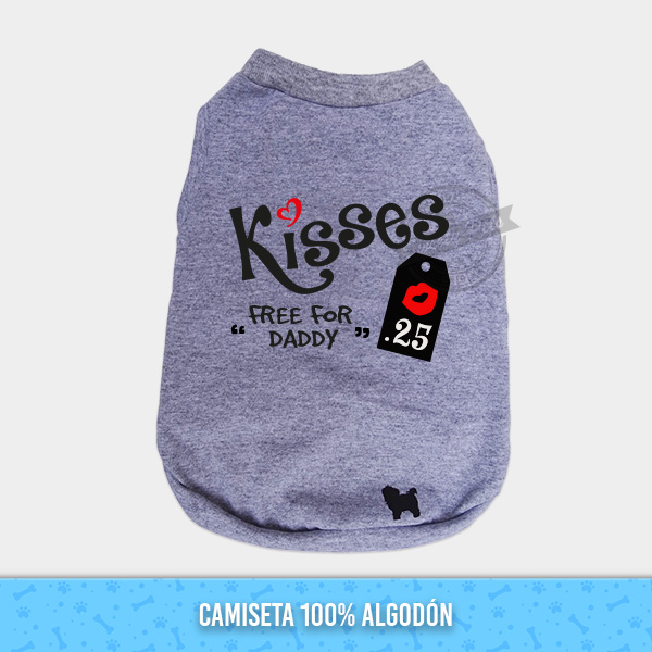 Camisa para perro y gato – camisa de algodon rosada con diseño kisses 25 free for mommy – Ropa y Acceosrios para mascotas – Sweety Pets El Salvador