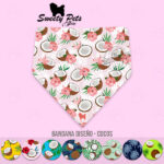Bandana para perrito o gatitos -diseño FRUTAS – COCOS FONDO AMARILLO – ropa y accesorios para perro el salvador – Sweety Pets