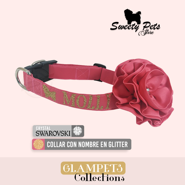 collar id – glampets collections – Collar Rosa1 – Sweety Pets El Salvador – Ropa y accesorios para perro