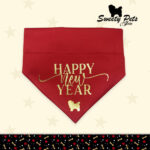 Bandana para perro y gato – happy new year – rojo – ropa y accesorios para perro – Sweety Pets El Salvador