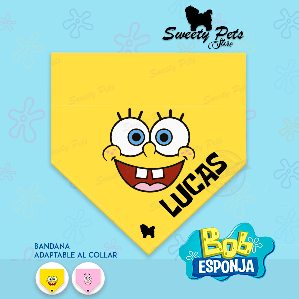 Bandana para perrito o gatitos – BOB ESPONJA COLLECTION – ropa y accesorios para perro el salvador – Sweety Pets