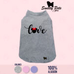 Camisa para perro gato GRIS – Love Silueta MiNNIE – Sweety Pets Ropa y accesorios para Mascotas en El Salvador