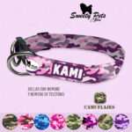 Collar identificacion para perro- camuflajes AZUL – ropa y accesorios para perro – Sweety Pets El Salvador