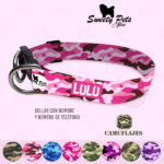 Collar identificacion para perro- camuflajes AZUL – ropa y accesorios para perro – Sweety Pets El Salvador