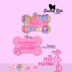 Placas identificacion – placa para perro – tag id – pet id – diseño PANTERA ROSA – HUESO Frente