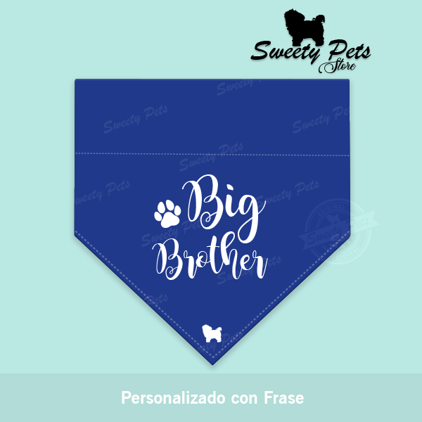 Bandana para perrito o gatitos - personalizada con frase BIG BROTHER - ropa y accesorios para perro el salvador - Sweety Pets