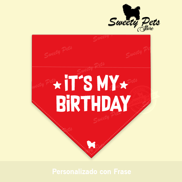 Bandana para perrito o gatitos - personalizada con frase Birthday - ropa y accesorios para perro el salvador - Sweety Pets